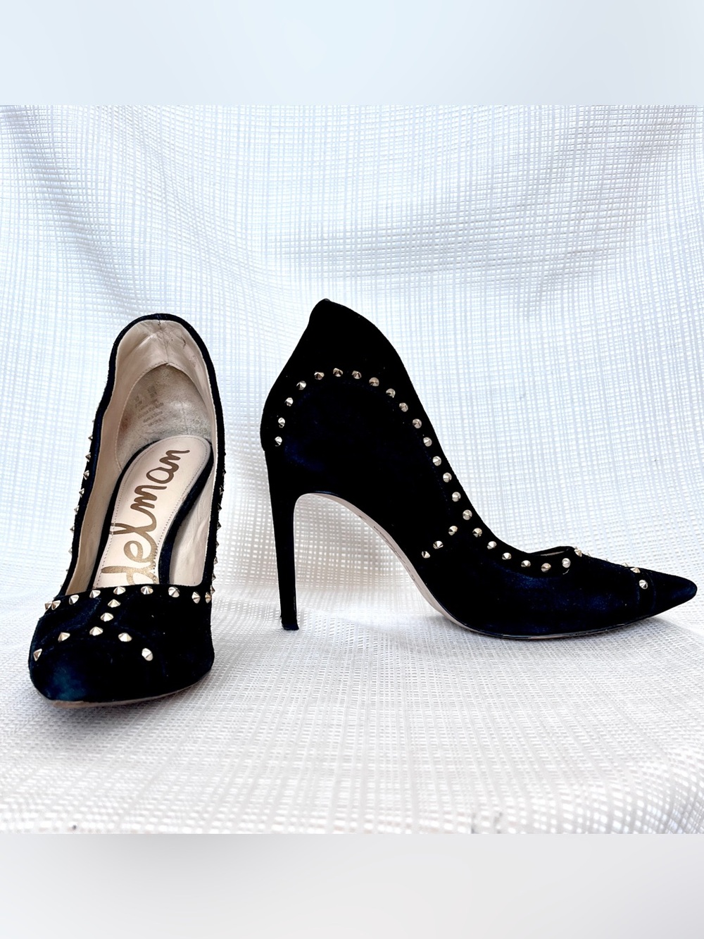 Sam Edelman Black Suede Hayden Gold Studded Pumps Maximalist Heels
